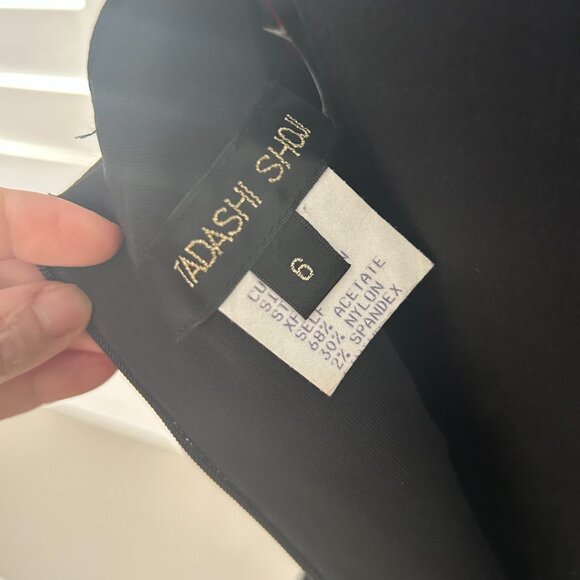 Tadashi Shoji Dress Black Body-Con Cocktail Sleeveless Ruched Square Neck SZ6 - Picture 11 of 12